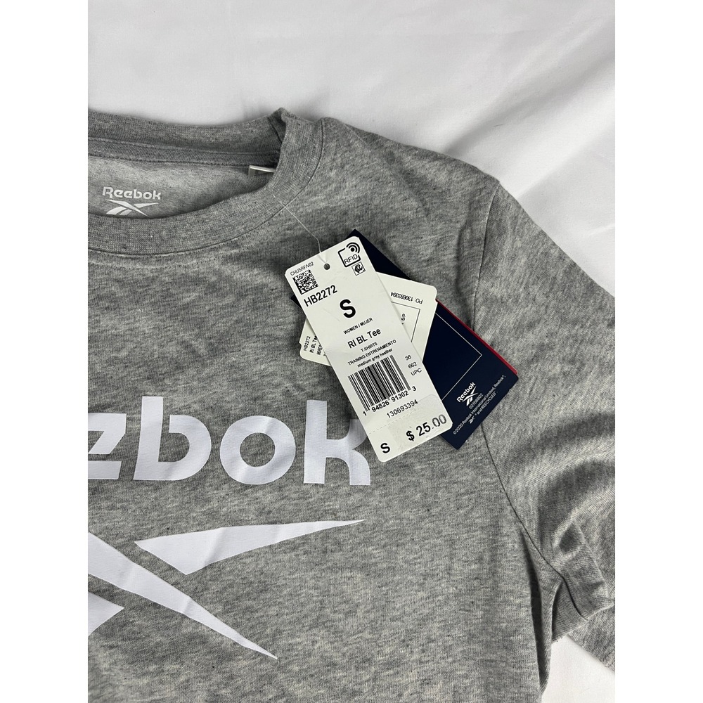 Reebok Women's RI BL Tee Gray Crew Neck Short Sleeve T-Shirt Top‎ New with Tags